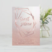 Geometrisch Roos goudglitterombre Kaart (Staand voorkant)