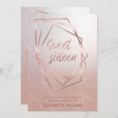 Geometrisch Roos goudglitterombre Kaart (Voorkant / Achterkant)