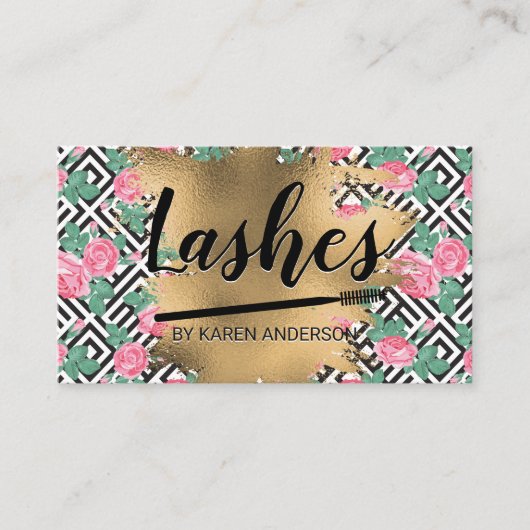 Geometrisch roos | Goudolie Afsprakenkaartje (Voorkant)