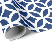 Geometrisch Royal Blue Wrapping Paper Cadeaupapier (Rol Hoek)