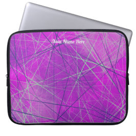 Geometrisch roze Abstract Netwerk Digitaal Laptop Sleeve