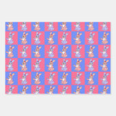 Geometrisch roze blauw konijnenpatroon inpakpapier vel (Voorkant 3)