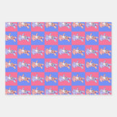 Geometrisch roze blauw konijnenpatroon inpakpapier vel (Voorkant 2)