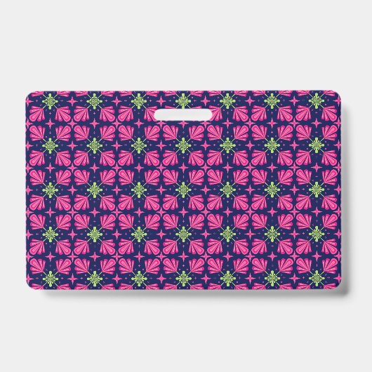 Geometrisch roze bloemblaadjes abstract patroon badge (Voorzijde)
