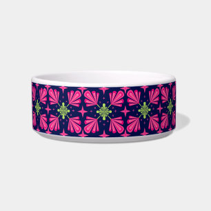 Geometrisch roze bloemblaadjes abstract patroon voerbakje