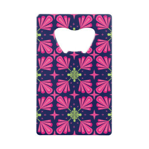 Geometrisch roze bloemblad abstract patroon creditkaart flessenopener