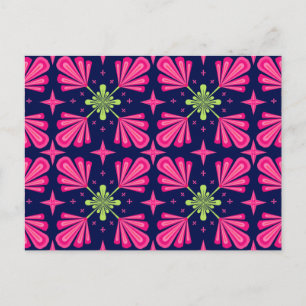 Geometrisch roze bloemblad abstract patroon feestdagenkaart