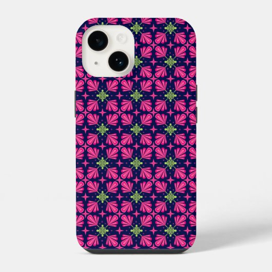 Geometrisch roze bloemblad abstract patroon iPhone hoesje (Achterkant)