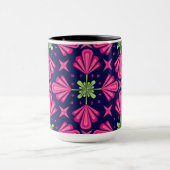 Geometrisch roze bloemblad abstract patroon mok (Midden)