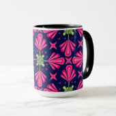 Geometrisch roze bloemblad abstract patroon mok (Voorkant rechts)