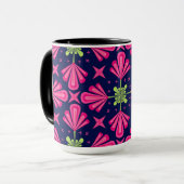 Geometrisch roze bloemblad abstract patroon mok (Voorkant links)