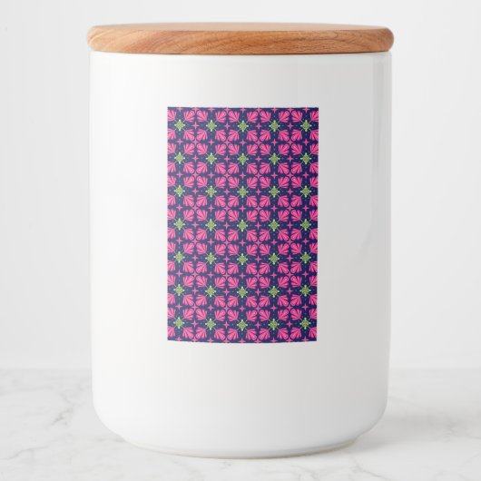 Geometrisch roze bloemblad abstract patroon voedselcontainer etiket (Voorkant)