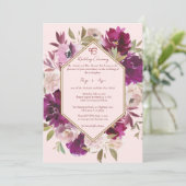 Geometrisch Roze Bloemen Sikh Ik Onkar Bruiloft Kaart (Staand voorkant)