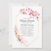 Geometrisch roze bloemenveer virtueel Baby shower Kaart (Voorkant)