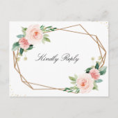 Geometrisch Roze blush bloemenbruiloft RSVP Briefkaart (Voorkant)