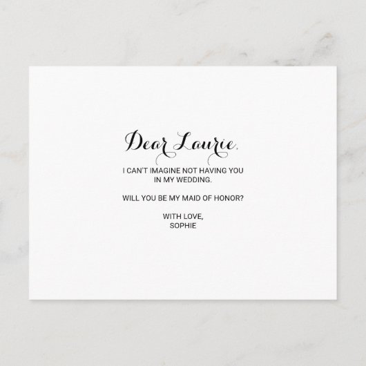 Geometrisch Roze Blush Spring Floral Maid of Honor Uitnodiging Briefkaart (Achterkant)