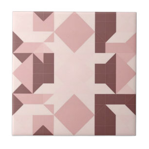 Geometrisch roze en bruin patroon tegeltje