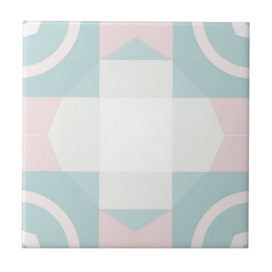 Geometrisch roze en groen patroon tegeltje (Voorkant)