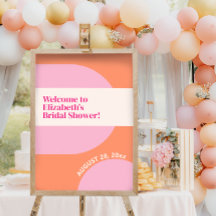 Geometrisch Roze en Oranje Welkomstbord