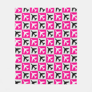 Geometrisch Roze Luchtvaart Jets Vliegtuig Fleece Deken