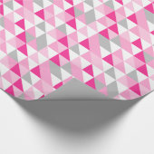 Geometrisch roze wit grijs driehoeken patroon cadeaupapier (Hoek)