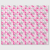 Geometrisch roze wit grijs driehoeken patroon cadeaupapier (Vlak)