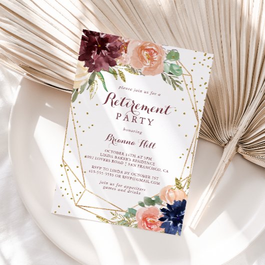 Geometrisch rustiek goud glitter pensioen partij kaart