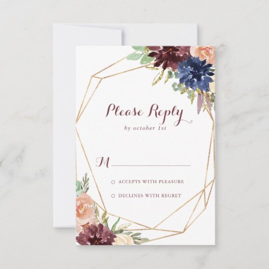 Geometrisch rustiek goud moderne kalligrafie RSVP (Voorkant)