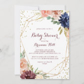 Geometrisch rustiek gouden glitter Baby shower Kaart (Voorkant)