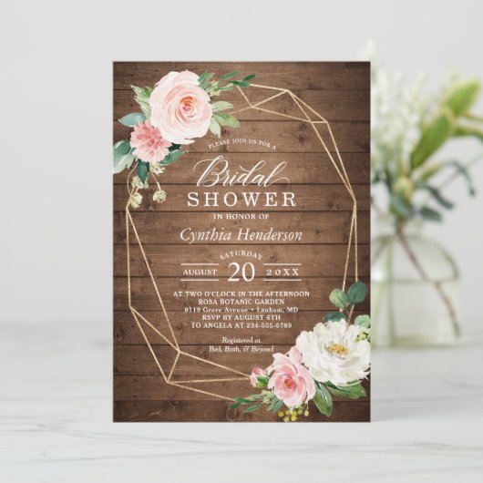 Geometrisch Rustisch Vrijgezellenfeest met blush F Kaart (Staand voorkant)