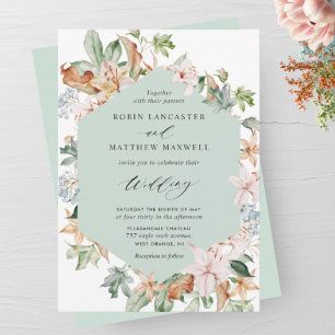 Geometrisch Sage Green en Earthy Blooms Weddenscha Kaart