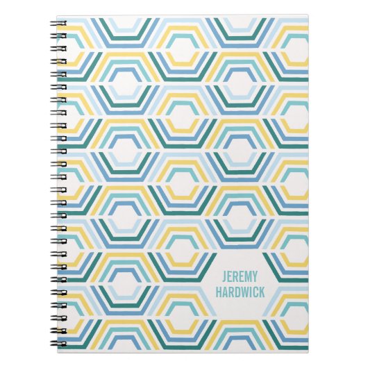 Geometrisch schrift met verdeelde zeshoeken - Turq Notitieboek (Voorkant)