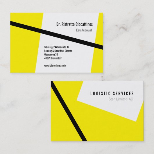 Geometrisch, schwarz en gelb visitekaartje (Voorkant / Achterkant)