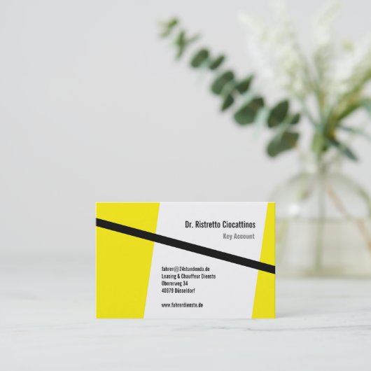Geometrisch, schwarz en gelb visitekaartje (Staand voorkant)