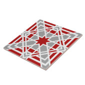 Geometrisch, sierachtig, rood, wit, lichtgrijs tegeltje (Zijkant)