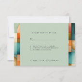 Geometrisch Sinaasappel Blauw Perzik Turquoise Bru RSVP Kaartje (Achterkant)