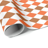 Geometrisch Sinaasappel Groene Diamant Geometrisch Cadeaupapier (Rol Hoek)