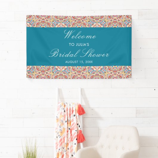 Geometrisch Sparkles Koper Metallic Vrijgezellenfe Spandoek (Insitu)