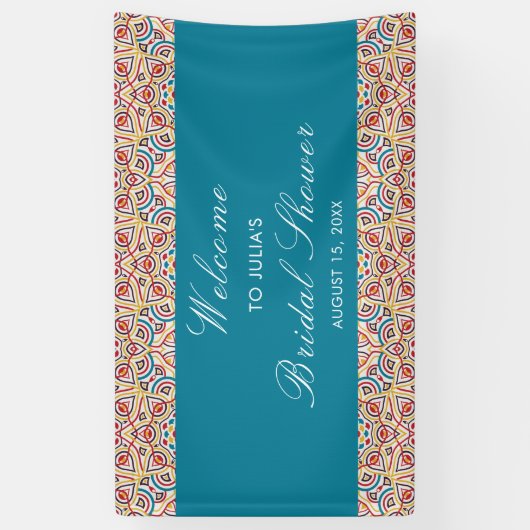 Geometrisch Sparkles Koper Metallic Vrijgezellenfe Spandoek (Verticaal)