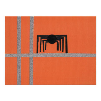 Geometrisch Spinazieontwerp Zwart en Oranje Perfect Poster