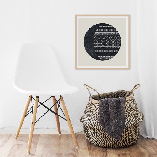 Geometrisch Stam Patroon Eclips Maan Kunstprint Poster