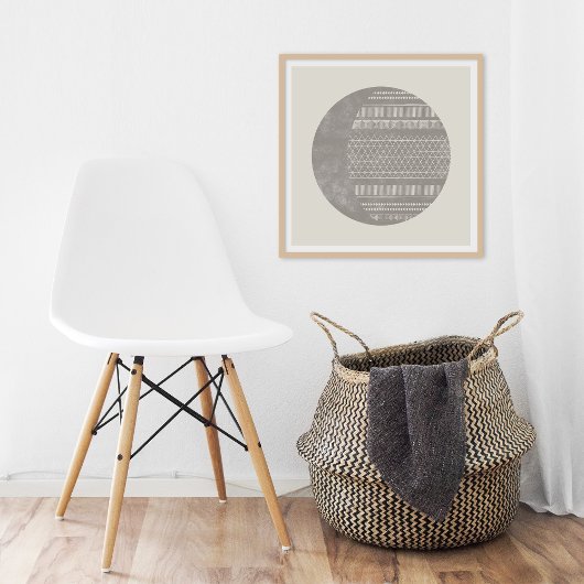 Geometrisch Stam Patroon Eclips Maan Kunstprint Poster