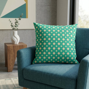 Geometrisch Sterpatroon Behang - Turquoise & Crème Kussen