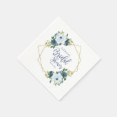 Geometrisch Stoffig Blauw Goud Bloemen Vrijgezelle Servet (Hoek)