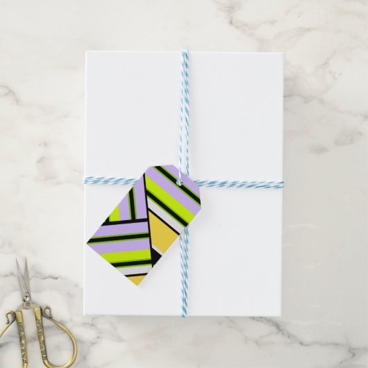 Geometrisch, stripe cadeaulabel (Met Touw)