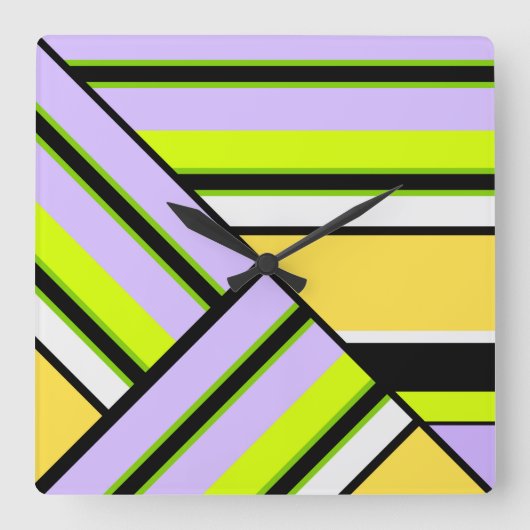 Geometrisch, stripe vierkante klok (Voorkant)