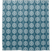 Geometrisch Stropdas-Dye Batik Pattern Blue & Whit Douchegordijn (Voorkant)