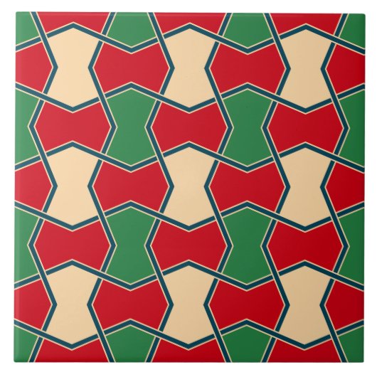 Geometrisch Stropdas van de Rode Groene Rood Tegeltje (Voorkant)