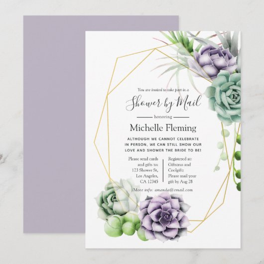 Geometrisch Succulent Baby of Vrijgezellenfeest pe Kaart (Voorkant / Achterkant)