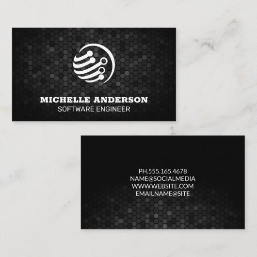 Geometrisch | Tech Circuit-Wereldbol Visitekaartje (Voorkant / Achterkant)